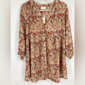 NWT Melloday Oversized Smocked Boho Tunic Size XL